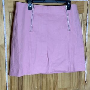 LOFT Pink Mini Skirt with Zipper Details